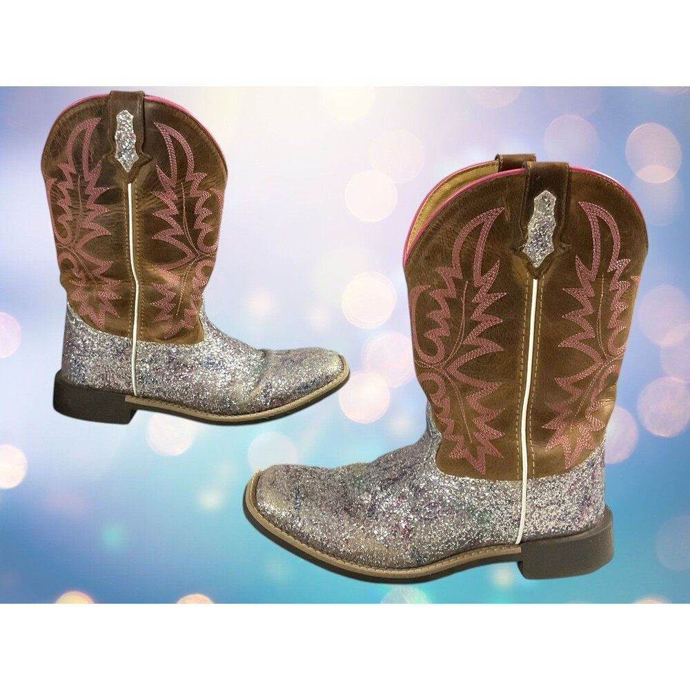 Smoky Mountain #3250Y Ariel Western Boot GLITTERY Vamp Youth Size 4.5/Women 6.5